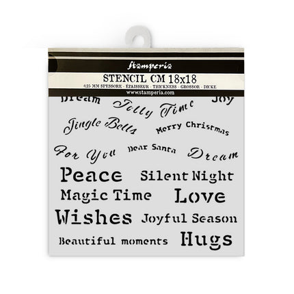Thick stencil cm 18X18 - Classic Christmas quotes
