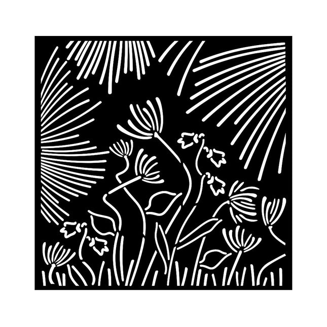 Thick stencil 18x18 cm - Forest abstract flowers