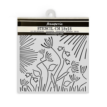 Thick stencil 18x18 cm - Forest abstract flowers