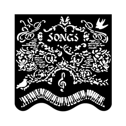 Thick stencil 18x18 cm - Music songs and piano
