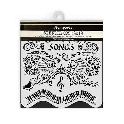 Thick stencil 18x18 cm - Music songs and piano