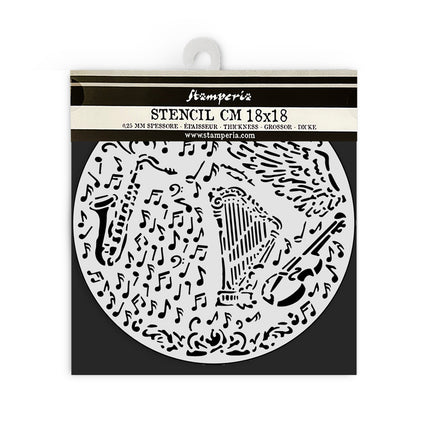 Thick stencil 18x18 cm - Music violin and trumpet