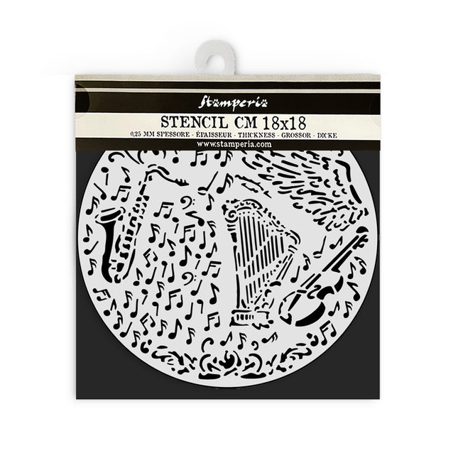 Thick stencil 18x18 cm - Music violin and trumpet