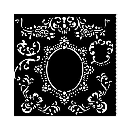 Thick stencil 18x18 cm - House of Roses border with frame