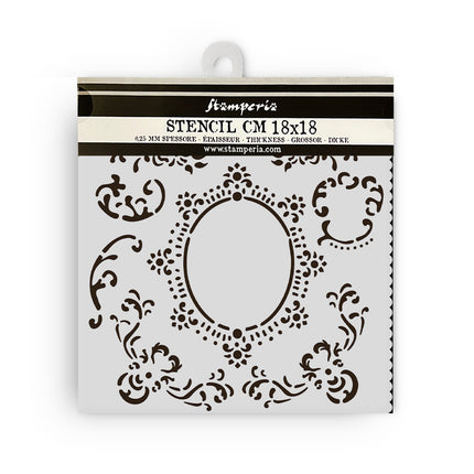 Thick stencil 18x18 cm - House of Roses border with frame