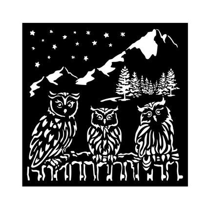 Thick Stencil 18x18 cm - The Owl's House Owls