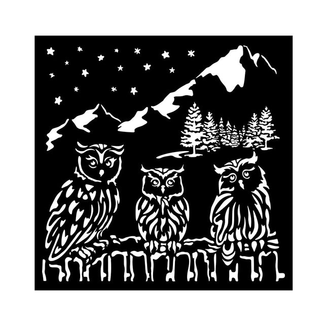Thick Stencil 18x18 cm - The Owl's House Owls