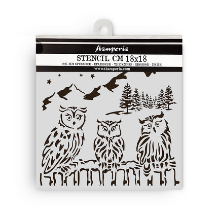 Thick Stencil 18x18 cm - The Owl's House Owls