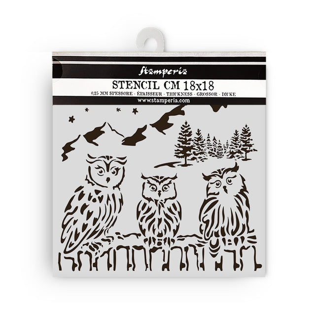 Thick Stencil 18x18 cm - The Owl's House Owls