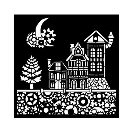Thick stencil cm 18X18 - Gear up for Christmas houses
