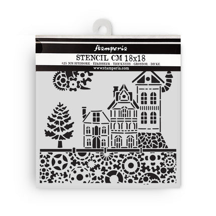 Thick stencil cm 18X18 - Gear up for Christmas houses