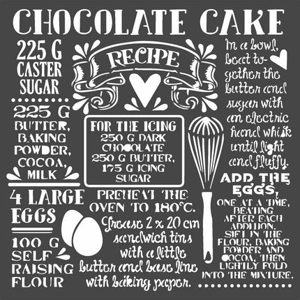 Thick stencil cm. 18X18 Chocolate cake
