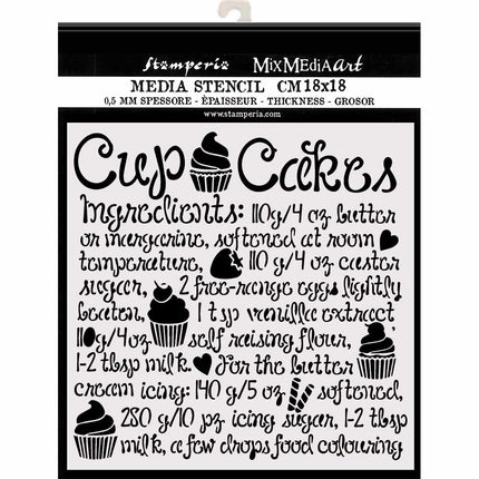 Thick stencil cm. 18X18 Cupcake