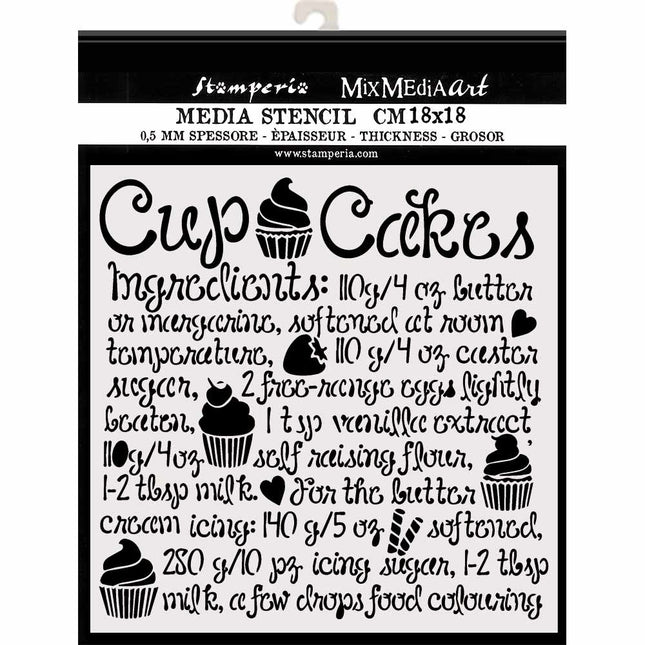 Thick stencil cm. 18X18 Cupcake