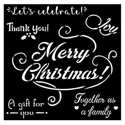 Thick stencil cm 18X18 - Christmas Merry Christmas