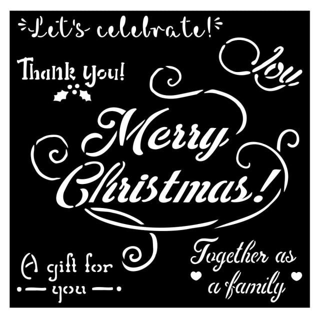 Thick stencil cm 18X18 - Christmas Merry Christmas
