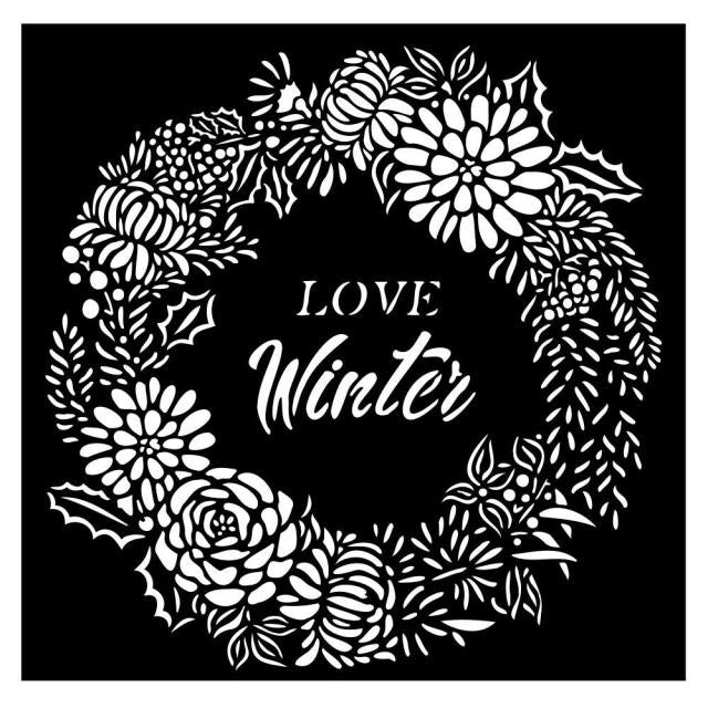 Thick stencil cm 18X18 - Christmas Love Winter garland