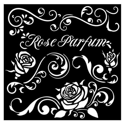 Thick stencil cm 18X18 - Rose Parfum borders