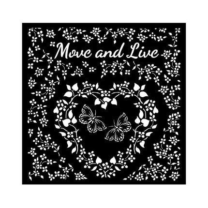 Thick stencil cm 18x18 - Sunflower Art Move and live heart