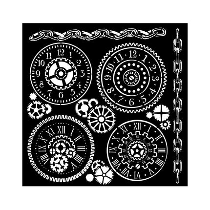 Thick stencil cm 18X18 - Voyages Fantastiques gears