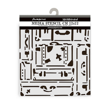 Thick stencil cm 12X12 - Art of Travelling suitcases