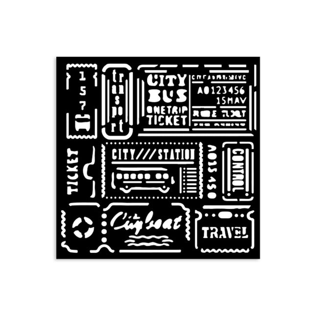 Thick stencil cm 12X12 - Art of Travelling tickets
