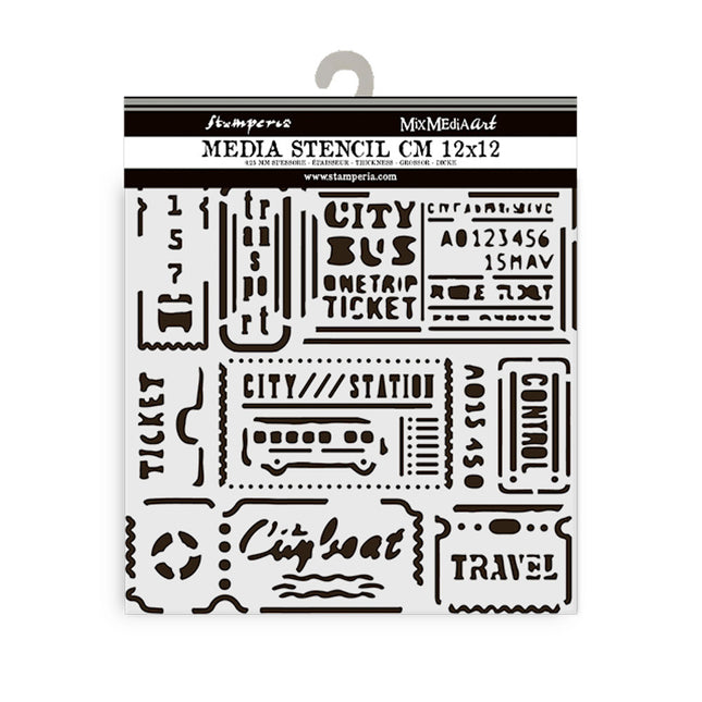 Thick stencil cm 12X12 - Art of Travelling tickets