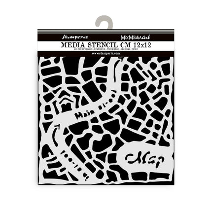 Thick stencil cm 12X12 - Art of Travelling street map