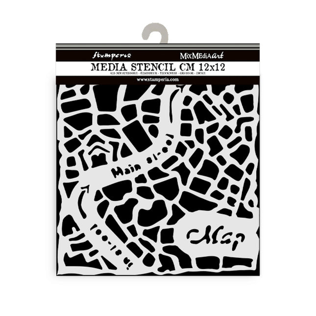 Thick stencil cm 12X12 - Art of Travelling street map