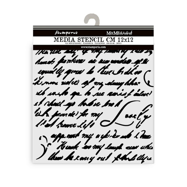 Thick stencil 12x12 cm - Masquerade handwriting