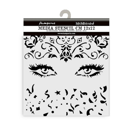 Thick stencil 12x12 cm - Masquerade eyes