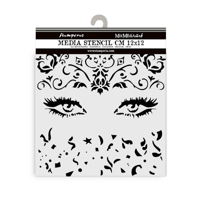 Thick stencil 12x12 cm - Masquerade eyes