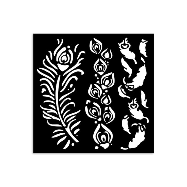 Thick stencil 12x12 cm - Masquerade feathers