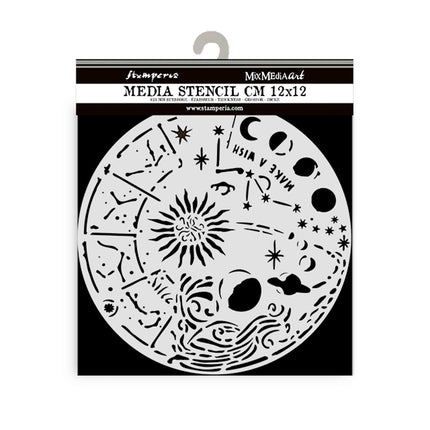 Thick stencil cm 12X12 - Cosmos circle