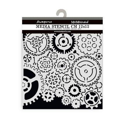Thick stencil cm 12X12 - Gears pattern