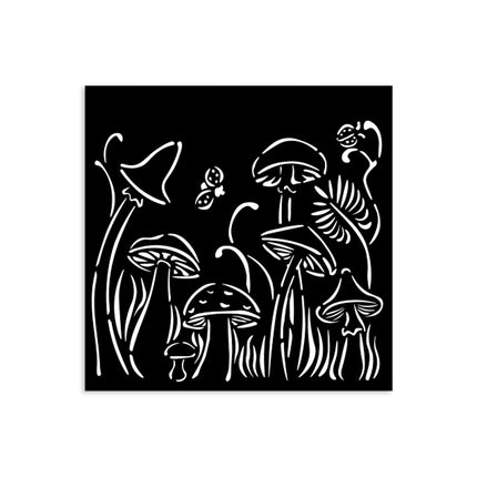 Thick stencil 12x12 cm - Hidden Grove mushrooms