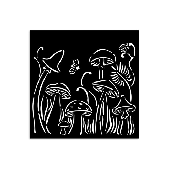 Thick stencil 12x12 cm - Hidden Grove mushrooms