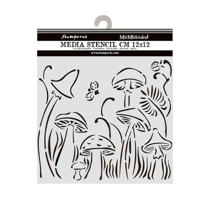 Thick stencil 12x12 cm - Hidden Grove mushrooms