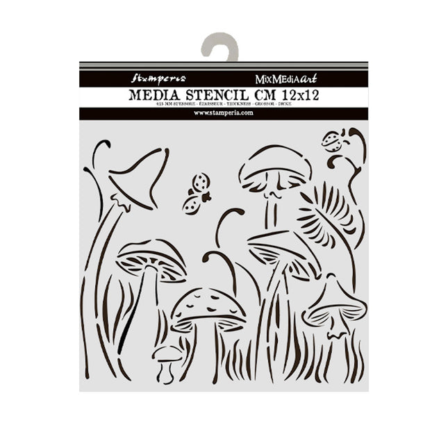 Thick stencil 12x12 cm - Hidden Grove mushrooms