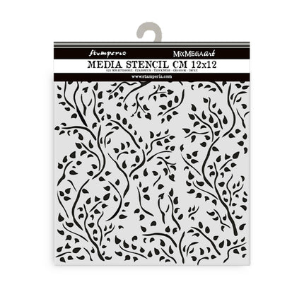 Thick stencil 12x12 cm - House of Roses branch pattern