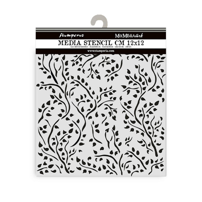 Thick stencil 12x12 cm - House of Roses branch pattern
