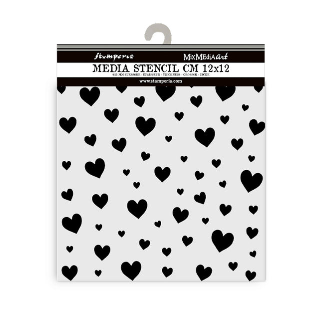 Thick stencil cm 12X12 - Timeless hearts