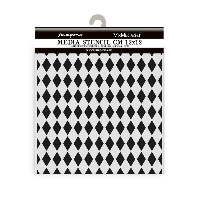 Thick stencil cm 12x12 - Alice in Christmas Rhombus Pattern