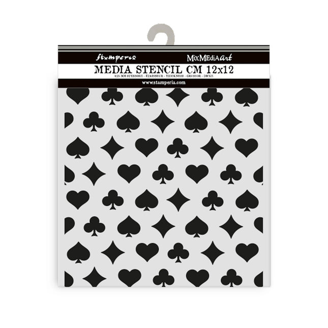 Thick stencil cm 12x12 - Alice in Christmas Poker Cards
