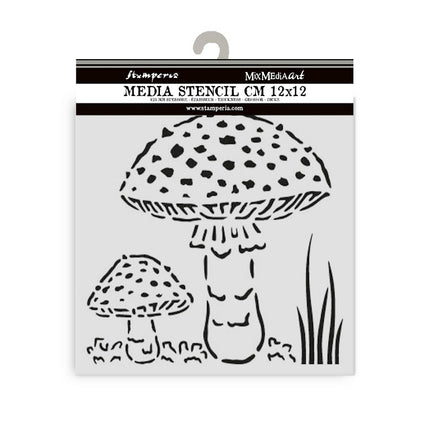 Thick Stencil 12x12 cm - Whispering Woods Mushrooms  