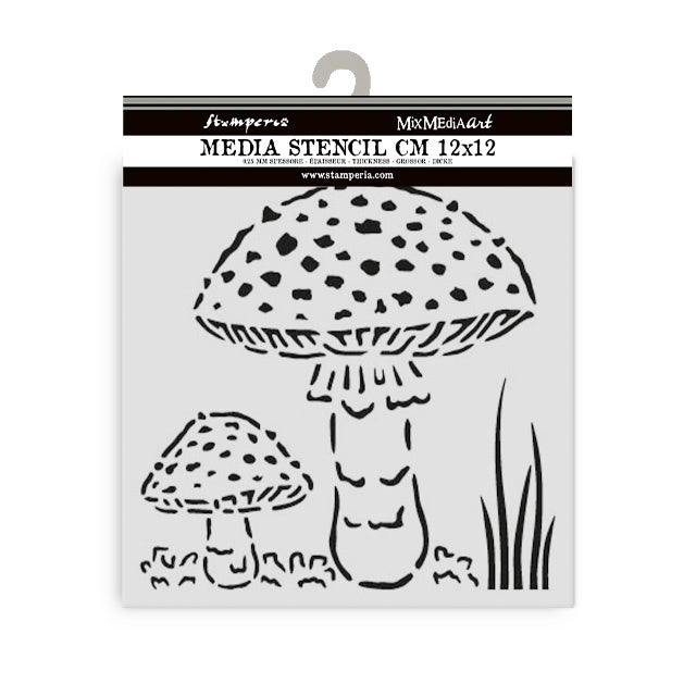 Thick Stencil 12x12 cm - Whispering Woods Mushrooms  