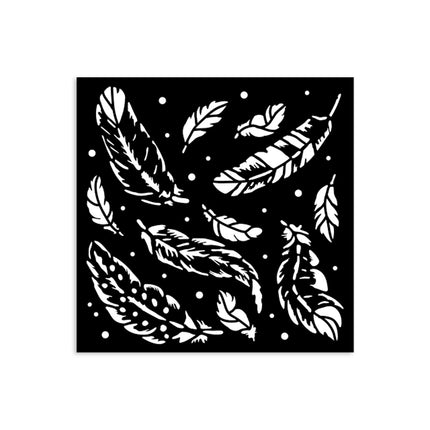 Thick stencil 12x12 cm - Herbarium Silvae feather pattern