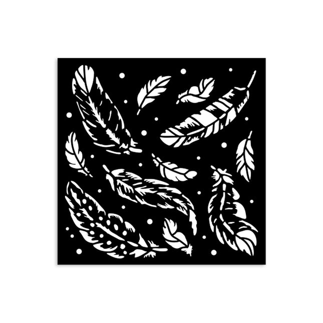Thick stencil 12x12 cm - Herbarium Silvae feather pattern