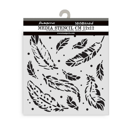Thick stencil 12x12 cm - Herbarium Silvae feather pattern
