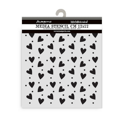 Thick stencil 12x12 cm - Family heart texture
